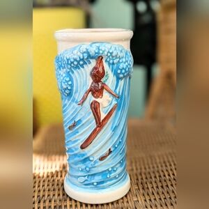 Vintage OMC Otagiri Japan Tiki Bar Surfer Girl Hawaiian Mug Cup Tumbler Trader